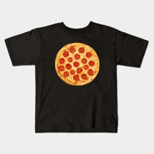 Round Cartoon Pizza Design with Pepperoni Kids T-Shirt